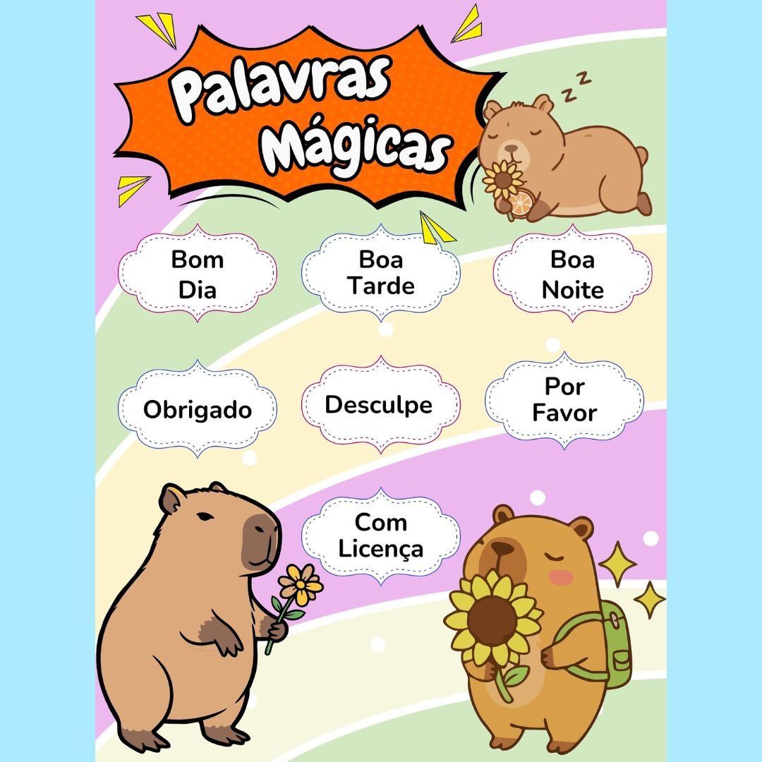 Painel Palavras Mágicas – Tema Capivara (2x2)