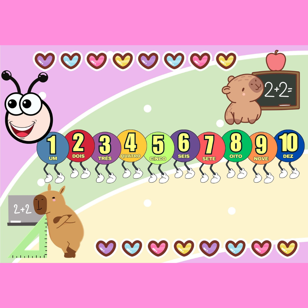 Painel Centopeia dos Números – Tema Capivara 4x4