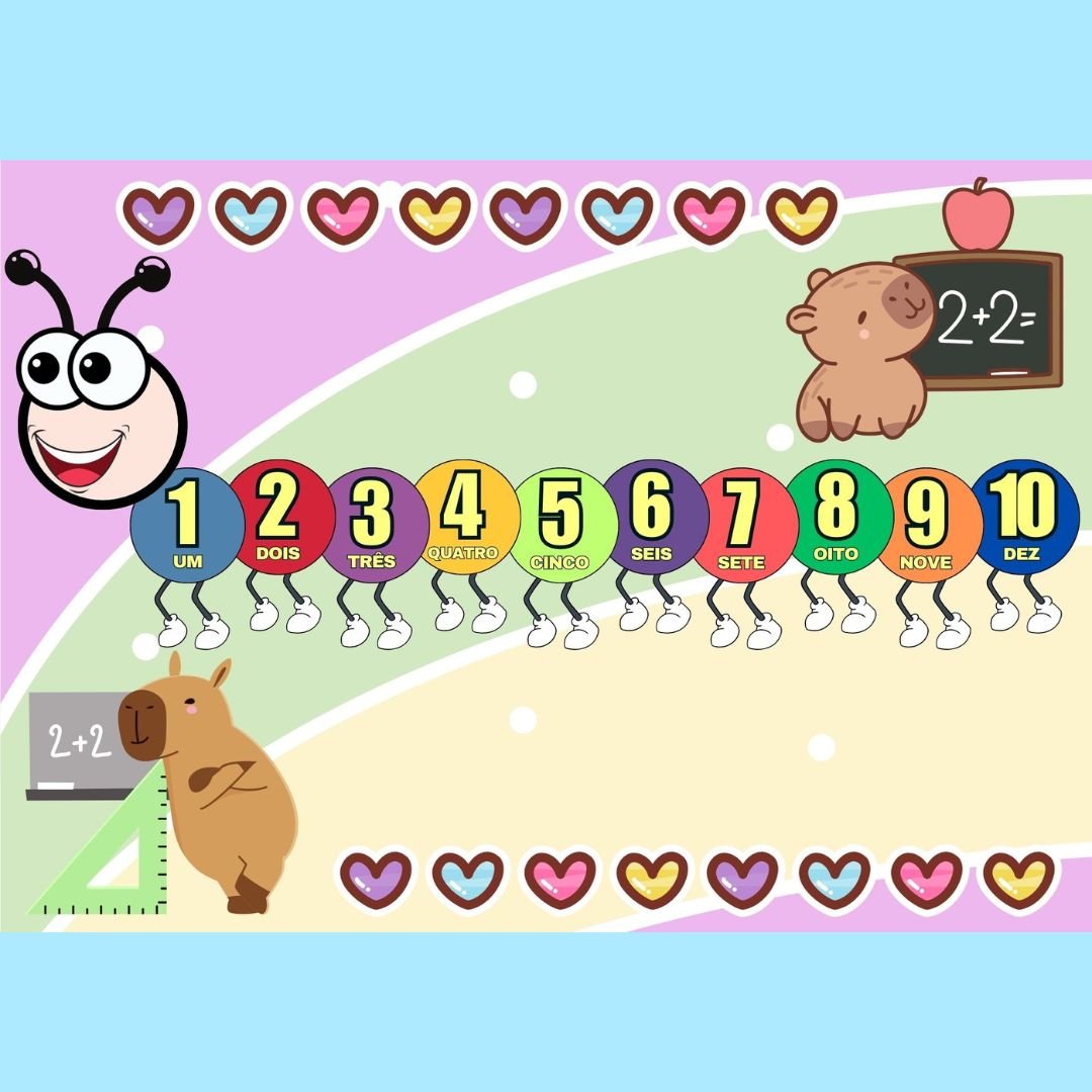 Painel Centopeia dos Números – Tema Capivara 2x2