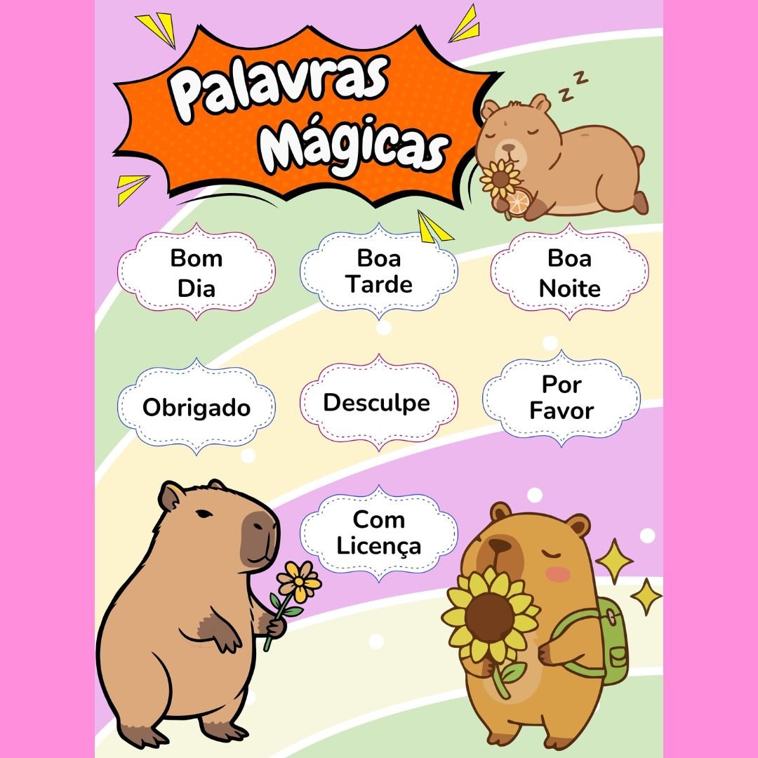 Painel Palavras Mágicas – Tema Capivara (3x3)