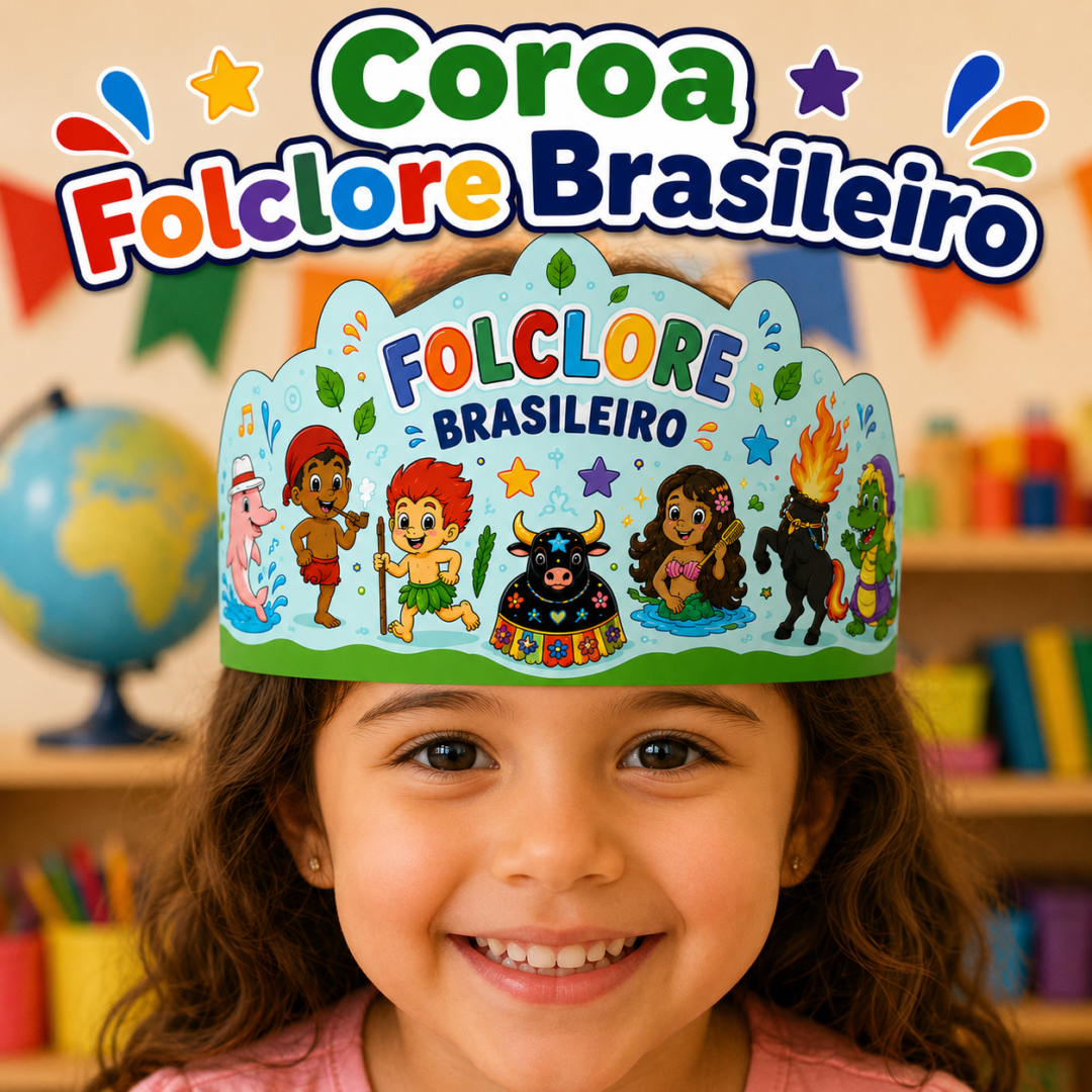 Coroa Dia do Folclore – Colorida + Versão para Colorir