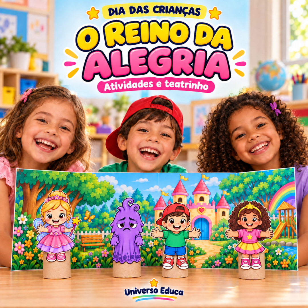 O Reino da Alegria — Livro Digital + Kit de Atividades e Teatrinho para o Dia das Crianças